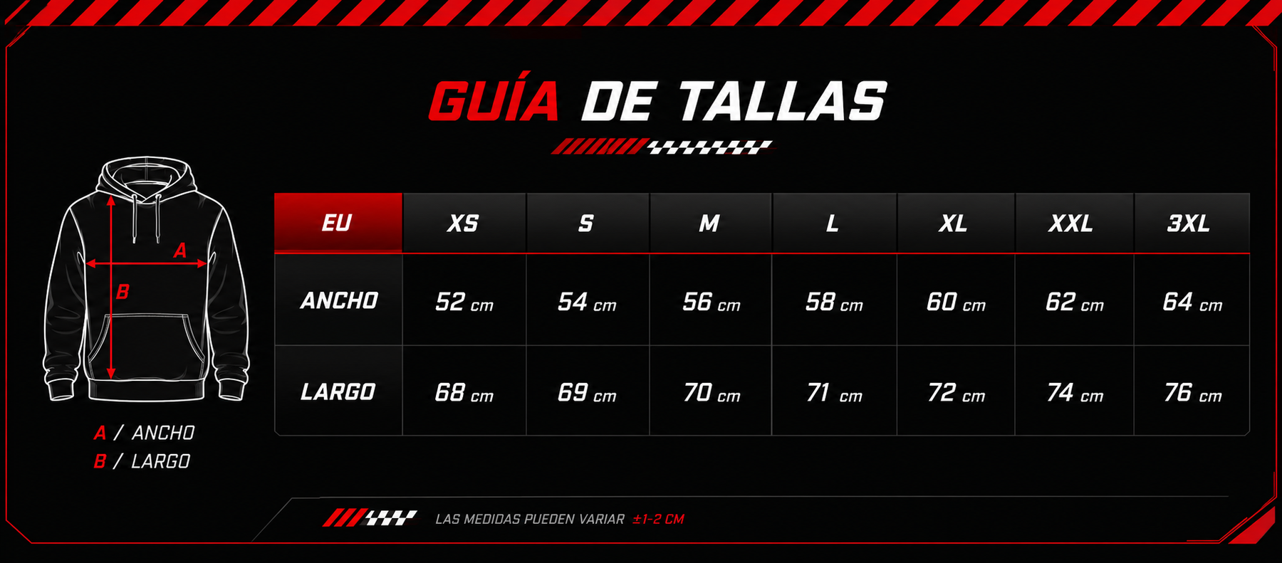 Guía de tallas de KDD MIDNIGHT CROP
